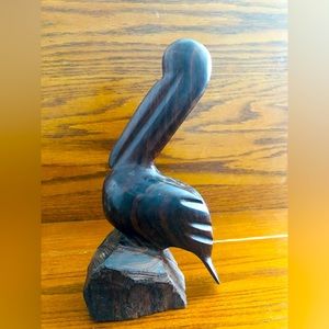 Vintage Hand Craved Wooden Pelican Statue